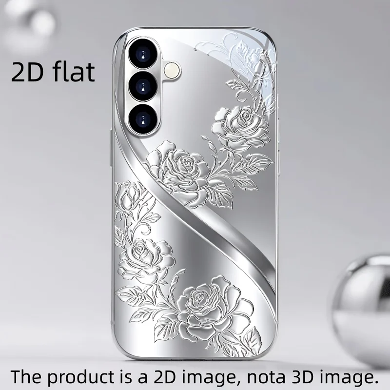 Advanced Electroplated Bright Edged Tempered Retro Three-dimensional Pattern Phone Case, Suitable For Samsung S21/22/23/24/25/26