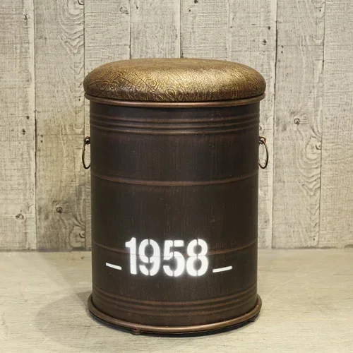 Tabouret de bar industriel rétro avec cadre en métal robuste et siège seau en cuir, meubles de pub d