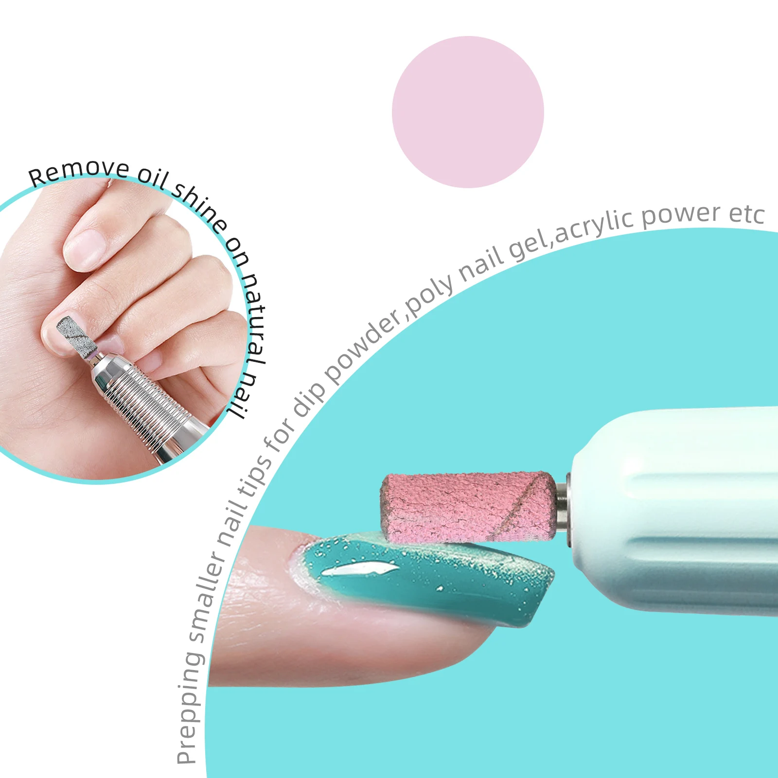 HYTOOS 3mm Small Sanding Bands for Nail Drill Mini Sand Band File Polishing Nails Cuticle Clean No Stainless Steel Mandrel Bit