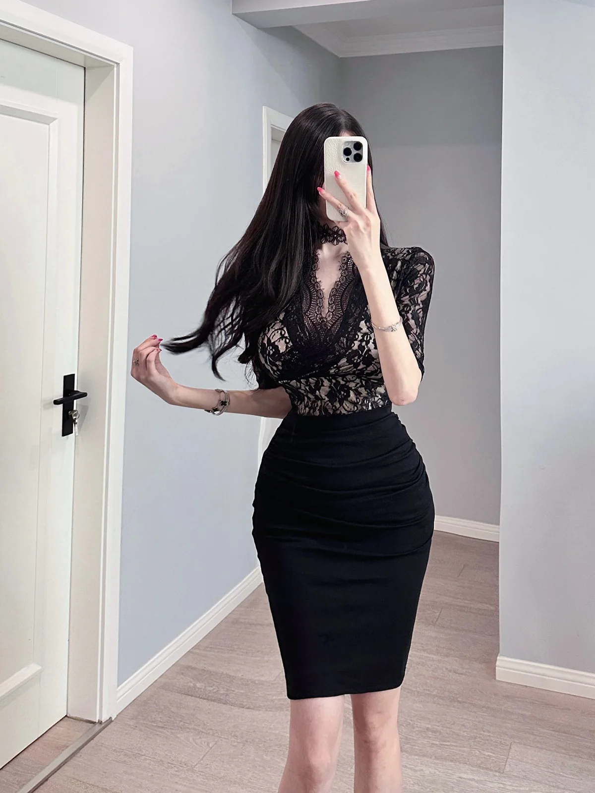 

Сексуальный комплект из кружевного топа и юбки с перекрестным дизайном, большая волна, женская смесь хлопка и полиэстера, V-ne ort Sve, пять пуговиц