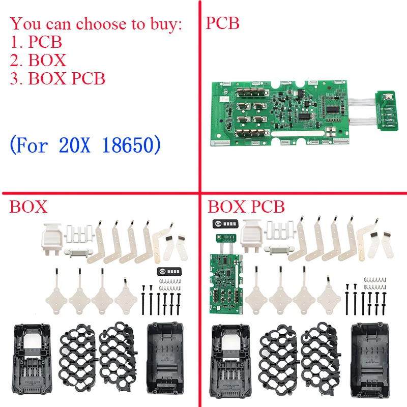 20 X 18650 Li-ion Battery Case PCB Charging Circuit Board Shell Box For MAKITA 40V BL4040 BL4025 BL4050 BL4080 Housings DR40RC