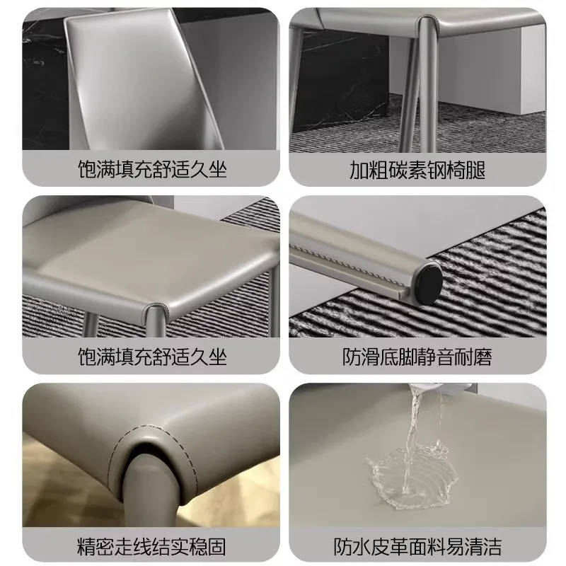 Italian minimalist saddle leather dining chair modern light luxury commercial fast food barbecue restaurant back chair