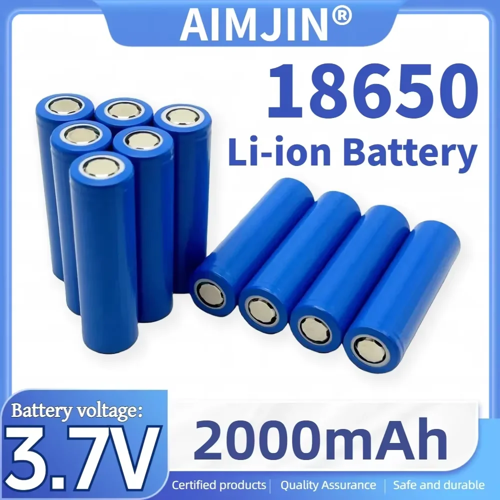 

18650 Battery 3.7V 2000mAh Rechargeable Battery Suitable for strong light flashlights, small fans,LED Lamp 10pcs battery