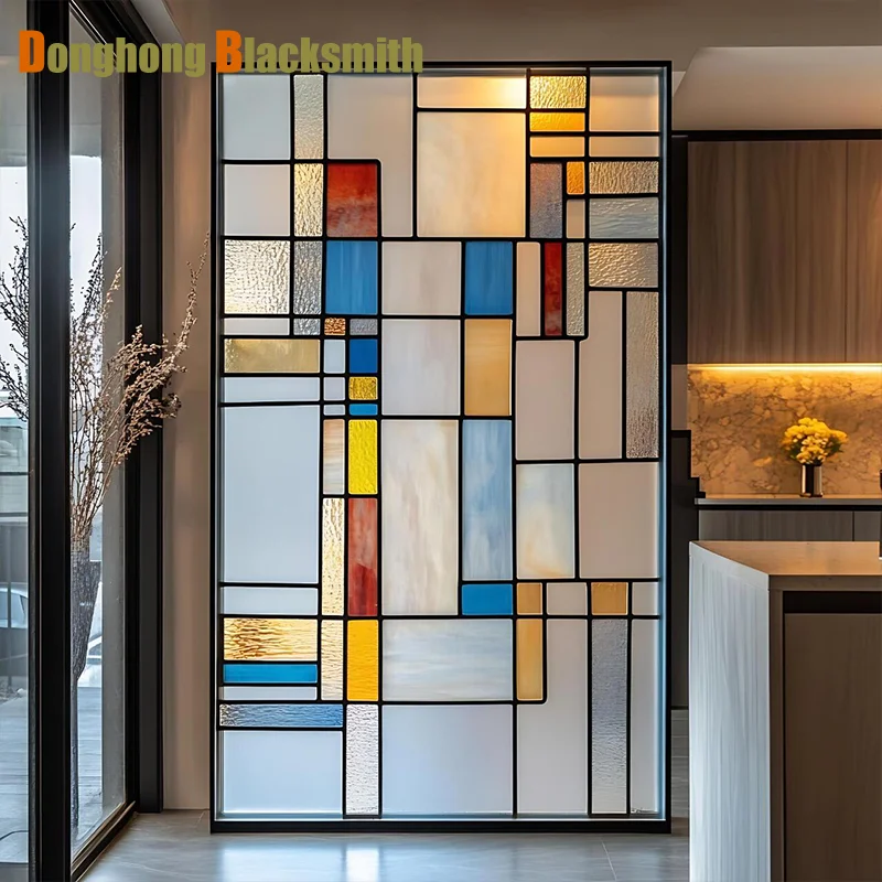 High Gloss Art Glass Stainless Steel Divider Screen for Commercial Exhibition and Luxury Projects