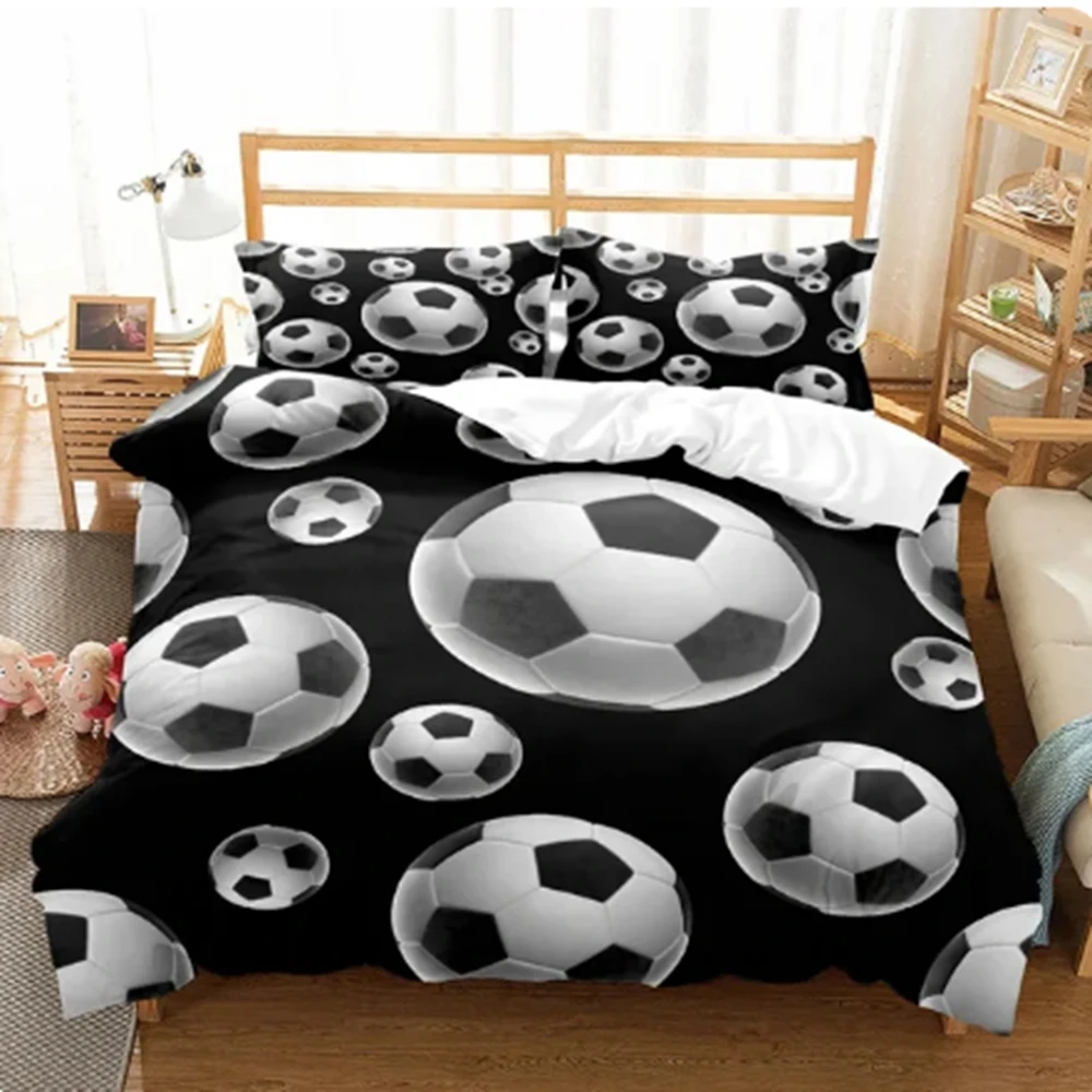 Soccer Ball Duvet Cover Set Colorful Soccer Fans Bedding Set Sports Theme Bedroom Decor for Boys Teens