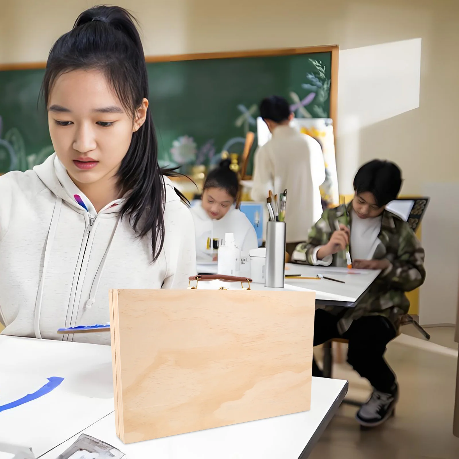 2 pezzi scatola di vernice portatile custodia in legno per strumenti di pittura a olio organizzatore di pigmenti kit da cavalletto da viaggio leggero strumento in legno