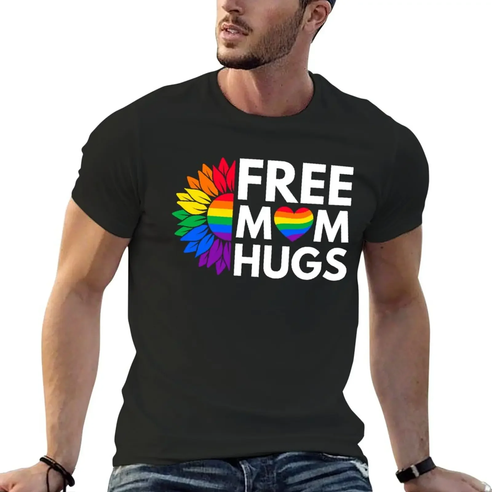 

Free Mom Hugs Sunflower T-shirt sweat plain funny t shirts for men