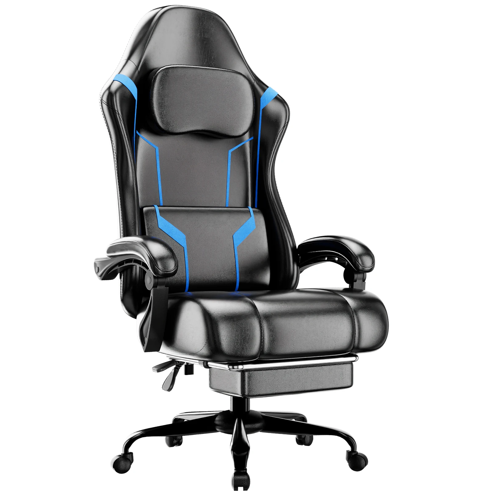 

Ergonomic Gaming Chair Height Adjustable Pocketed Spring Cushion Integrated Footrest for Comfort Chair
