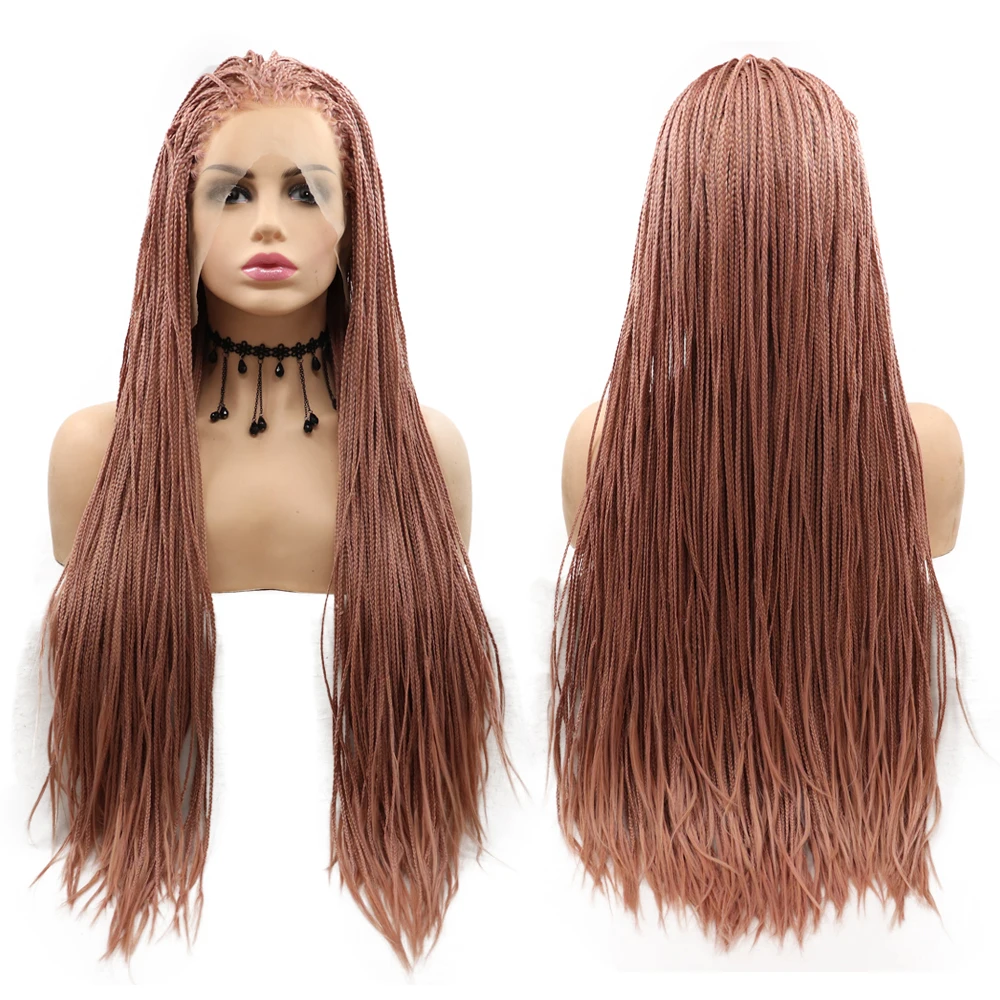 

26inches Long Braided Wigs Synthetic Lace Front Wig 1344# Color Hair for Women Heat Resistant Fiber Wigs for Daily Use