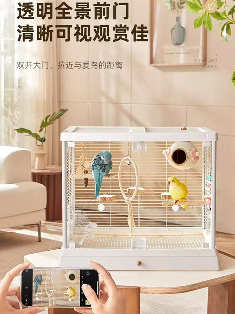 Bird cage panoramic glass high transparent bird cage villa home luxury parrot cage