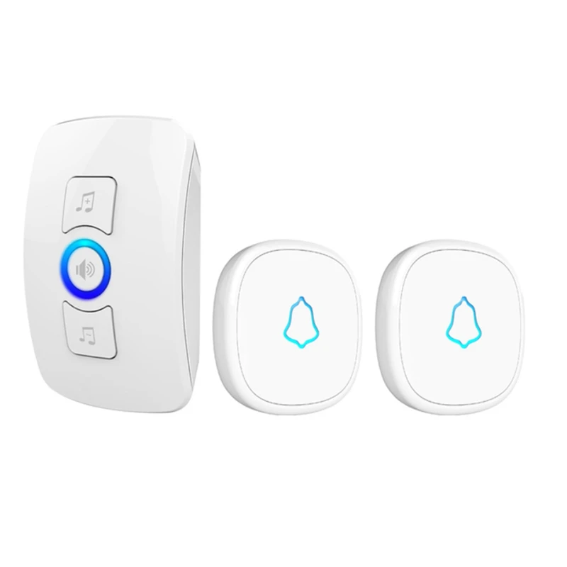 Wireless Doorbell White Color Home Security Welcome System Waterproof Press Button Doorbell Kit EU Plug