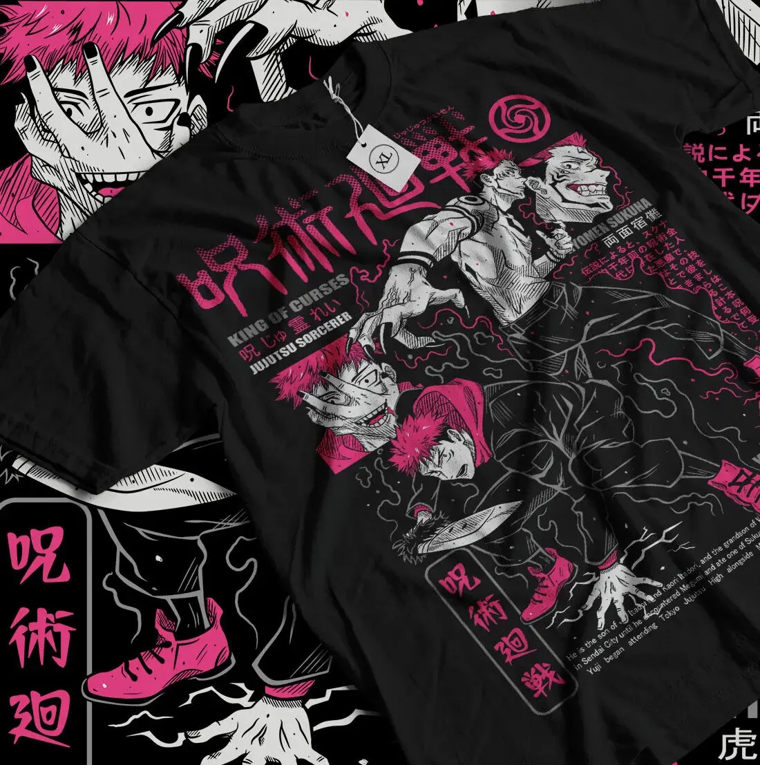 Itadori Yuji T-Shirt Jujutsu Kaisen Ryomen Sukuna Horror Anime Shirt All Size