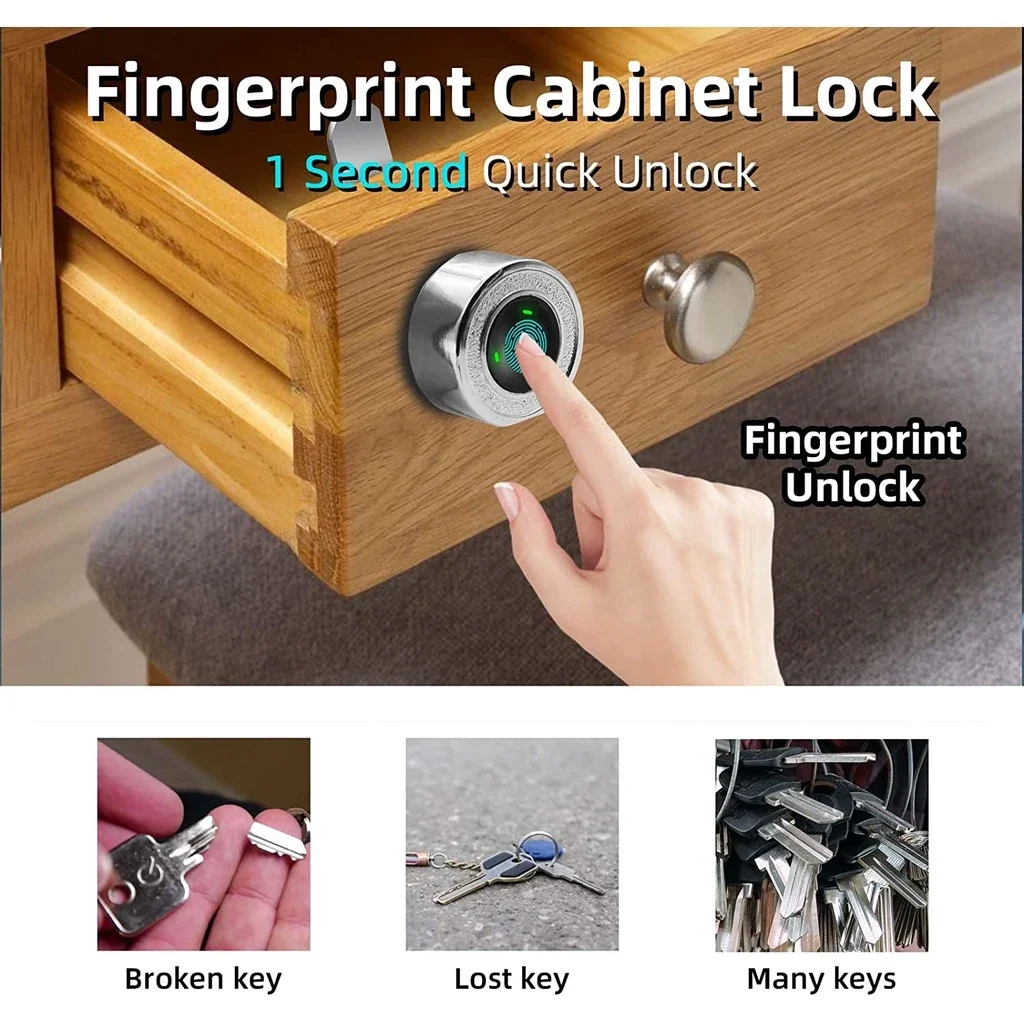 USB Charging Biometric Smart Fingerprint Lock Drawer Lock Office Metal Furniture Keyless Electronic Cabinet Lock Mailbox Lock