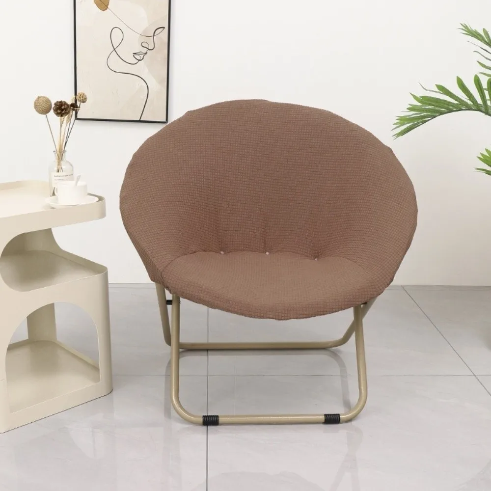 Simple Solid Color Saucer Chair Cover Knitted Round Moon Saucer Chair Protector Jacquard Camping Seat Cover Fit Outdoor Chair
