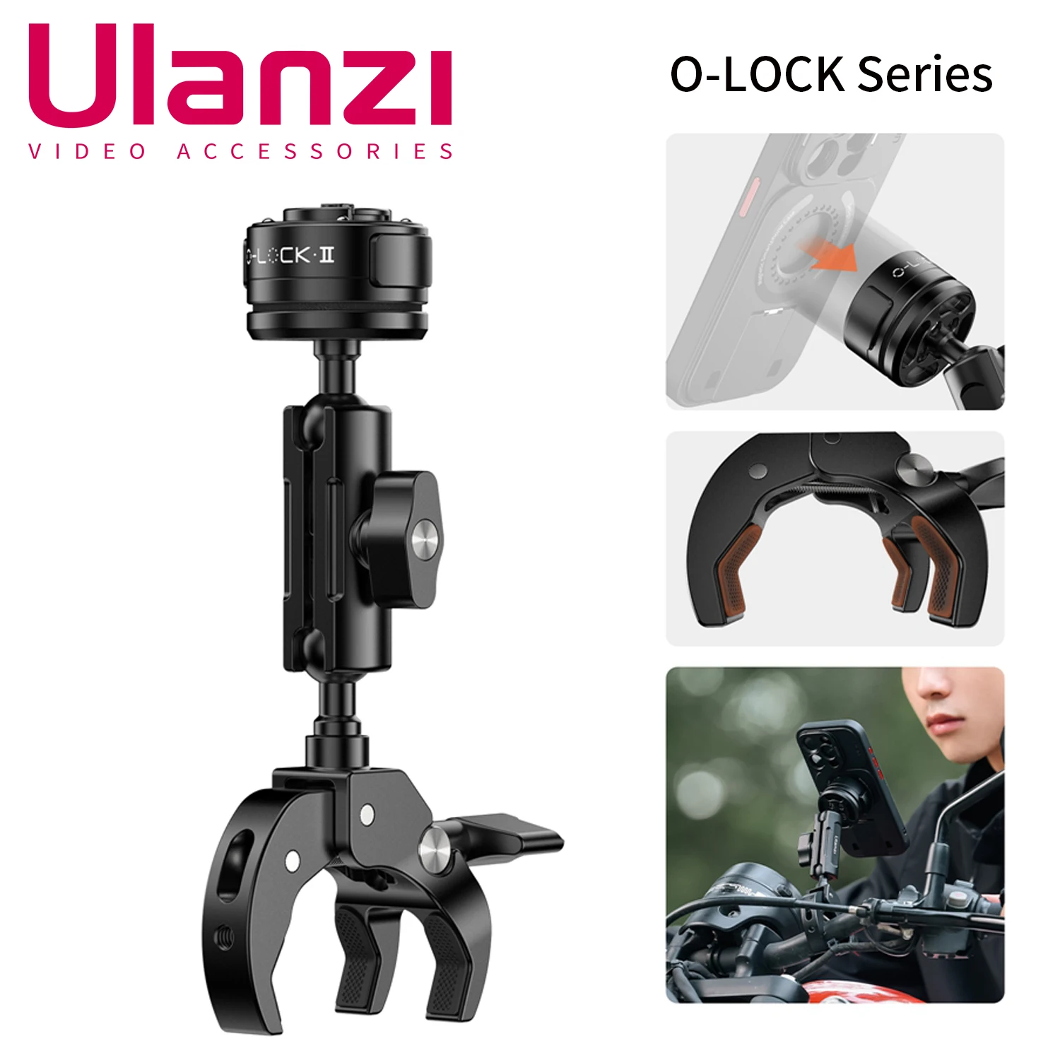 

Ulanzi Universal Motorcycle Handlebar Clamps Brackets Quick Install With Rotatable Ball Head Tube Clamp Kit For Outdoor Riding