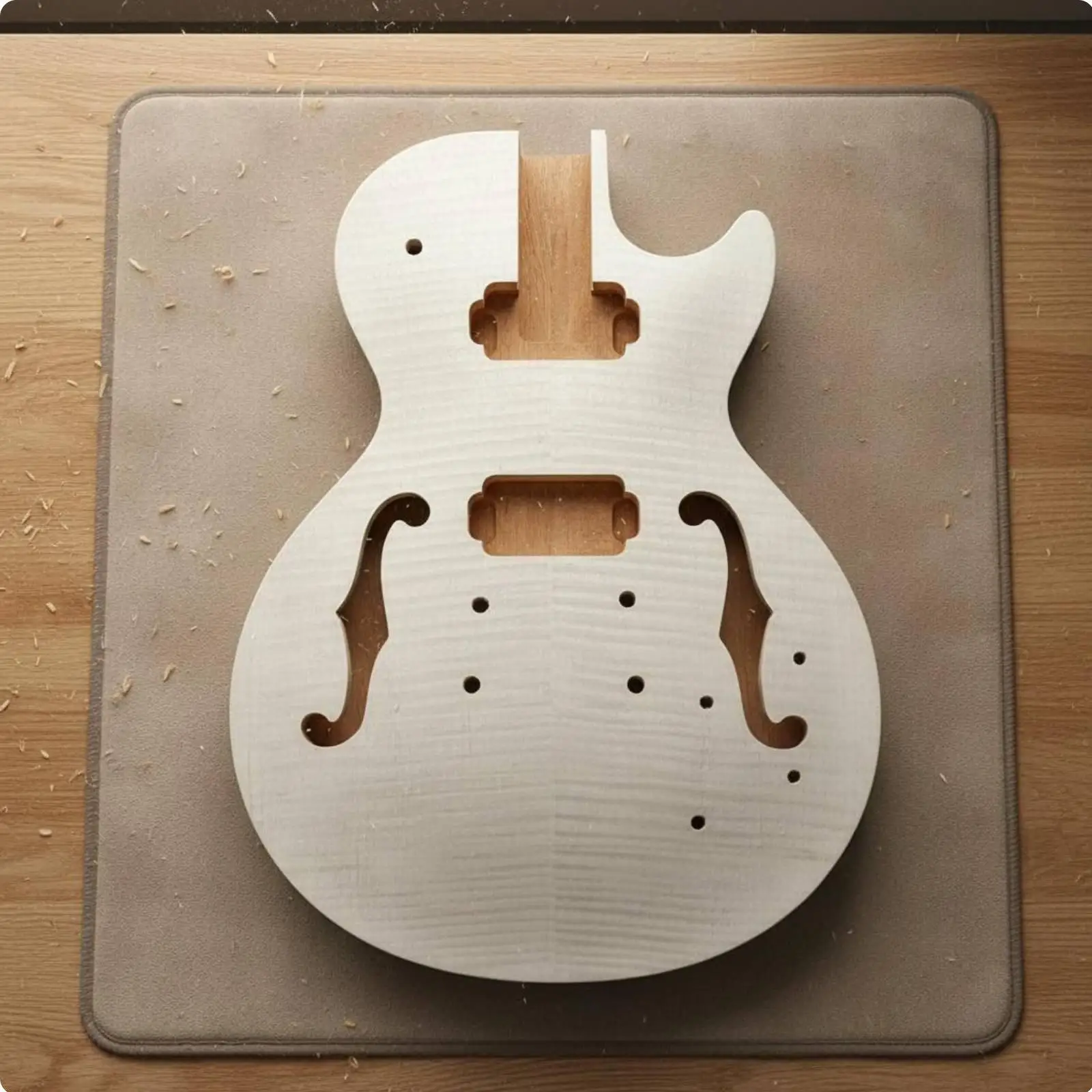 DIY Semi Hollow Electric Body Maple Top Unfinished Guitar Body Kit Mahogany for Guitar Luthier Tools and Assembly