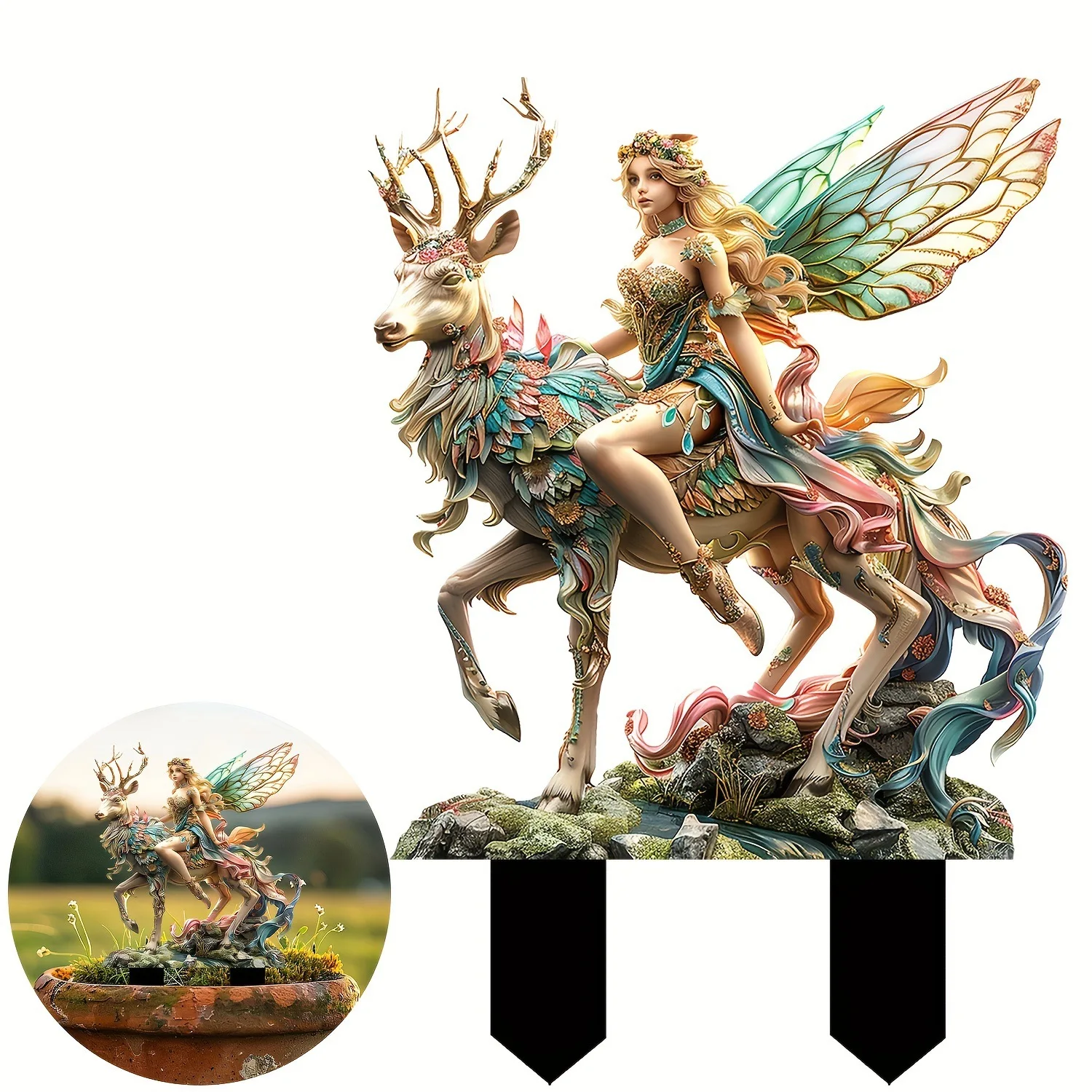 1pc Magic Deer and Forest Elves Garden Placards Decorative Garden Stakes for Outdoor Decor