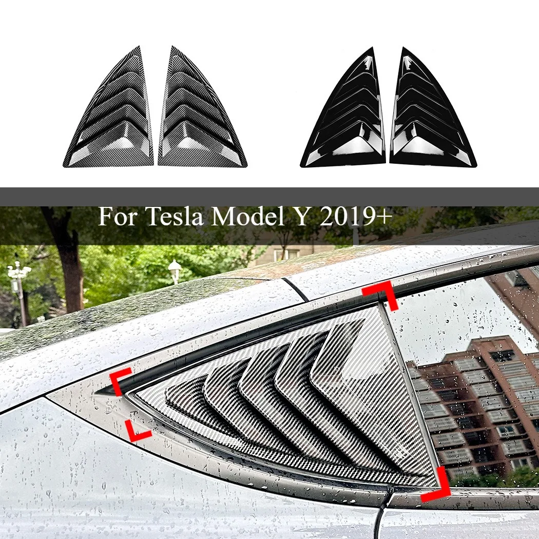 

For Tesla Model Y 2019+ ABS Rear Car Window Shutter Cover Louver Side Vent Trim Triangle Modified Accessories