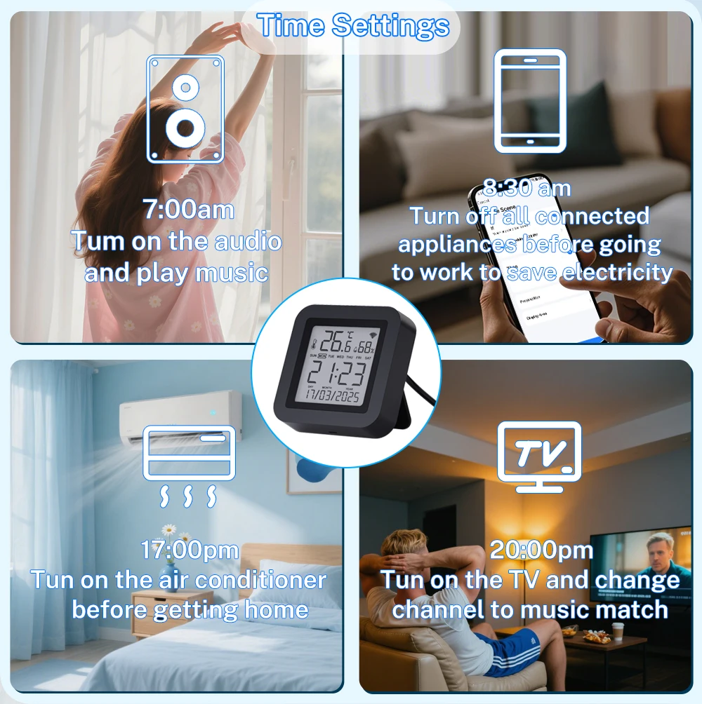 Tuya Smart WiFi Universal IR-Fernbedienung Temperatur-Feuchtigkeitssensor für Klimaanlage TV AC Funktioniert mit Alexa, Google Home Yandex – Detail 8