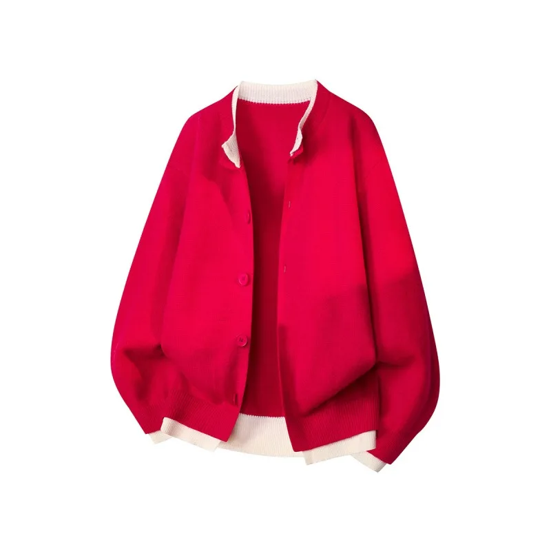 

Мужской кардиган, осенне-зимний вязаный свитер, повседневный простой свободный свитер с круглым вырезом, куртка, топ