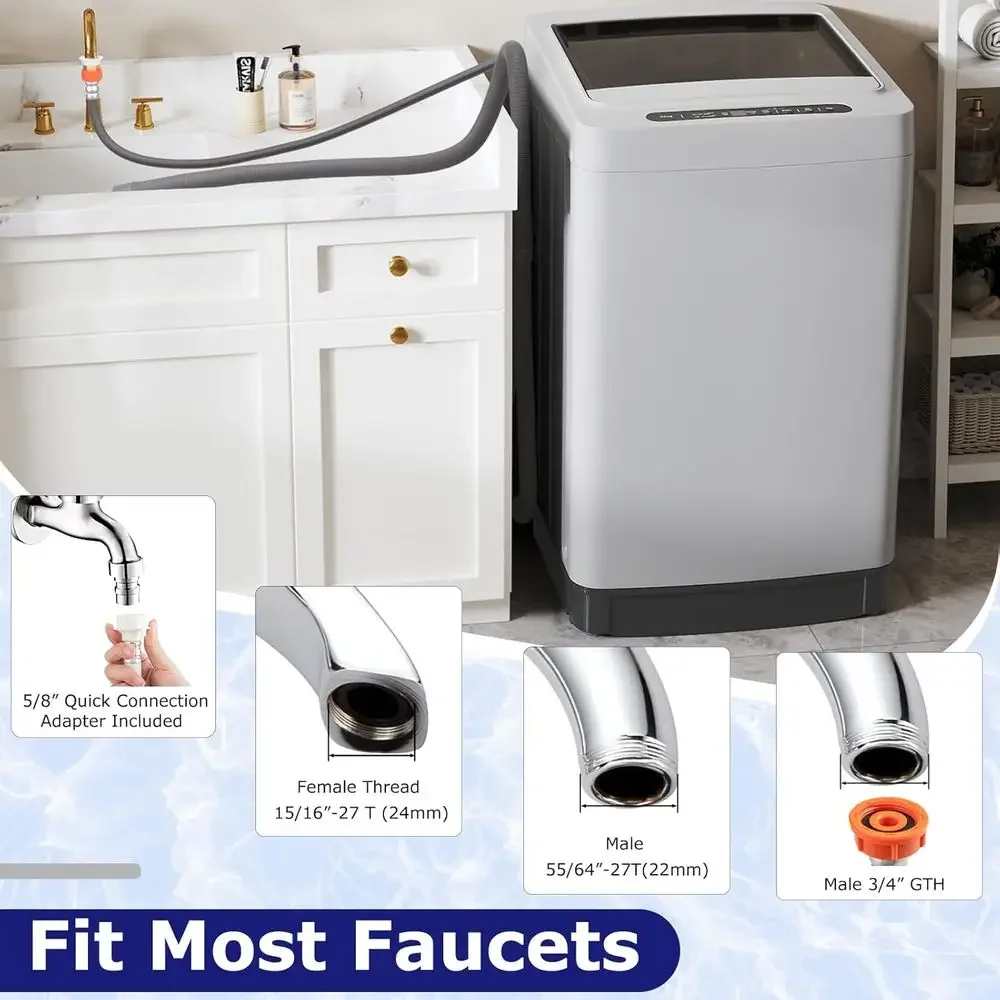 1.5 Cubic Foot Compact Washer with LED Display, 8 Programs, 10 Water Levels, Child Lock, 11 lbs Capacity, Ideal for Home, Dorms,