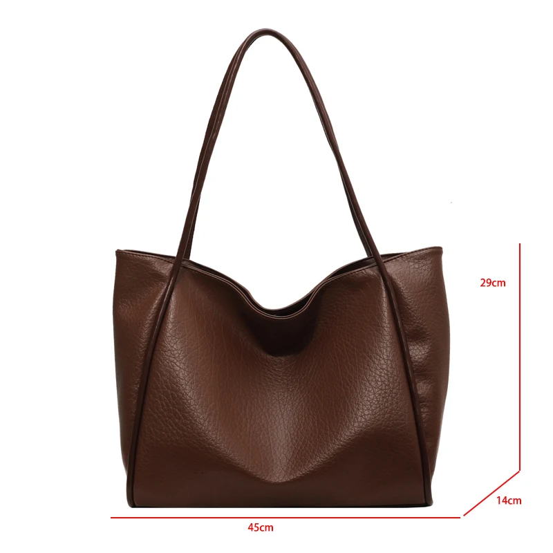 Weiche Leder frauen Tasche Hohe Kapazität Schulter Frauen Tasche Einfache Einfarbig Handtasche Geldbörse Weibliche Top-Griff Tasche Büro handtasche – Detail 1