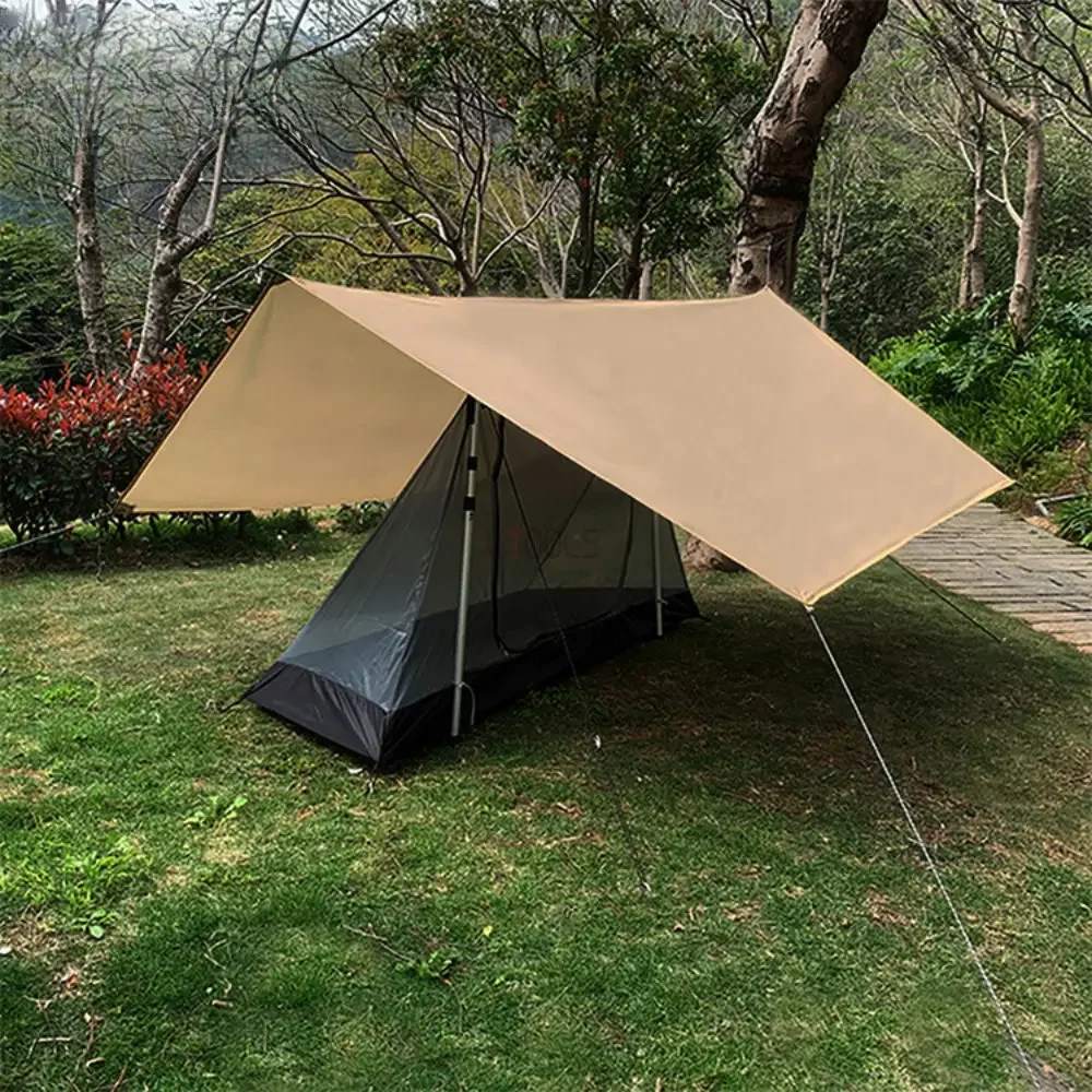 3 X3.5 M Large Khaki Coating Tarp Waterproof Hexagonal Awning Camping Outdoor Shade Tarpaulin Tent Shelter Sunshade Flysheet