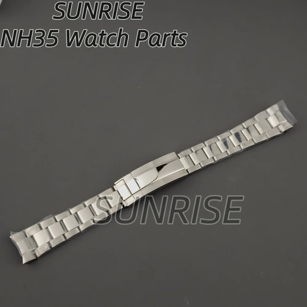 20mm Oyster Middle Polish Watch Strap Stainless Steel Jubilee Bracelet Slide Buckle For SUB GMT Yacht Watch Parts Accessories