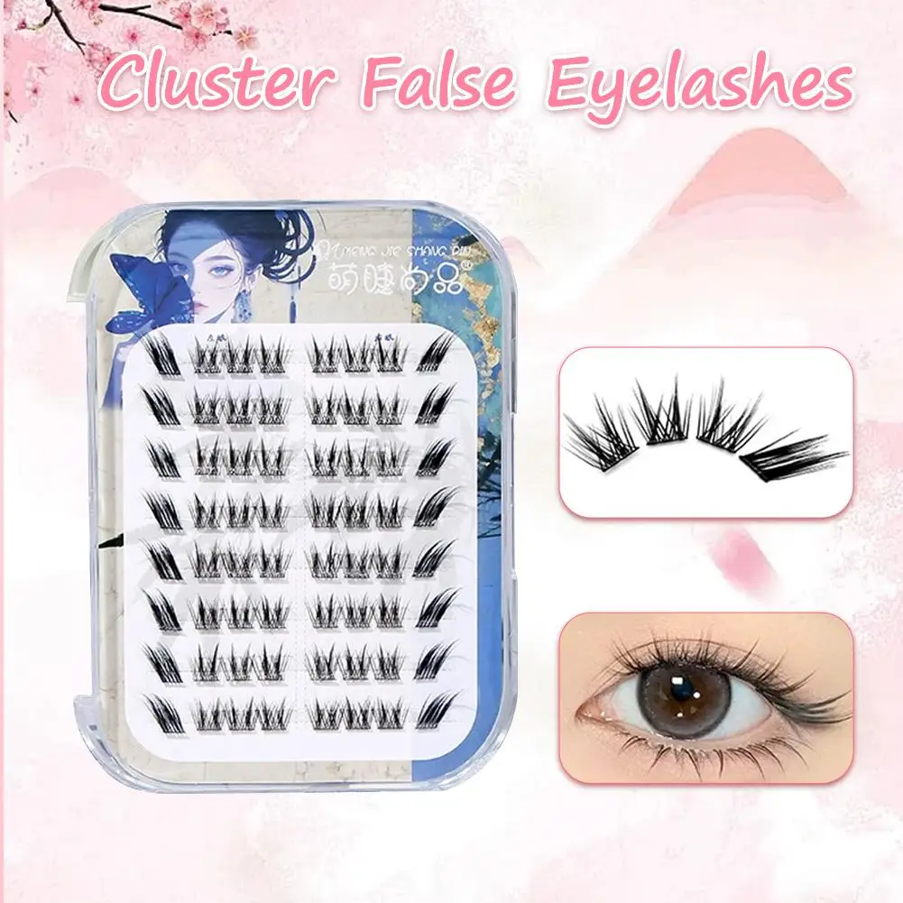Cílios postiços sem cola, cílios de raposa, estilo chinês, grosso, natural, ampliar seus olhos, cluster único, ferramenta de maquiagem