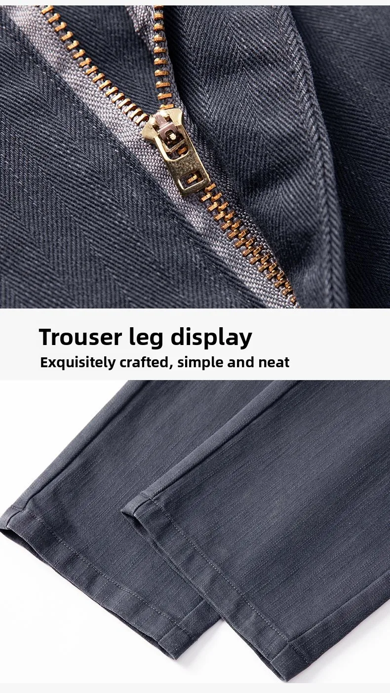 Herbst-Winter Herren Einfarbige Lässige Baumwollhose Dehnbare Anzughose Formelle Business-Baggy-Hose Klassische Schwarze Marineblaue Hose – Detail 23