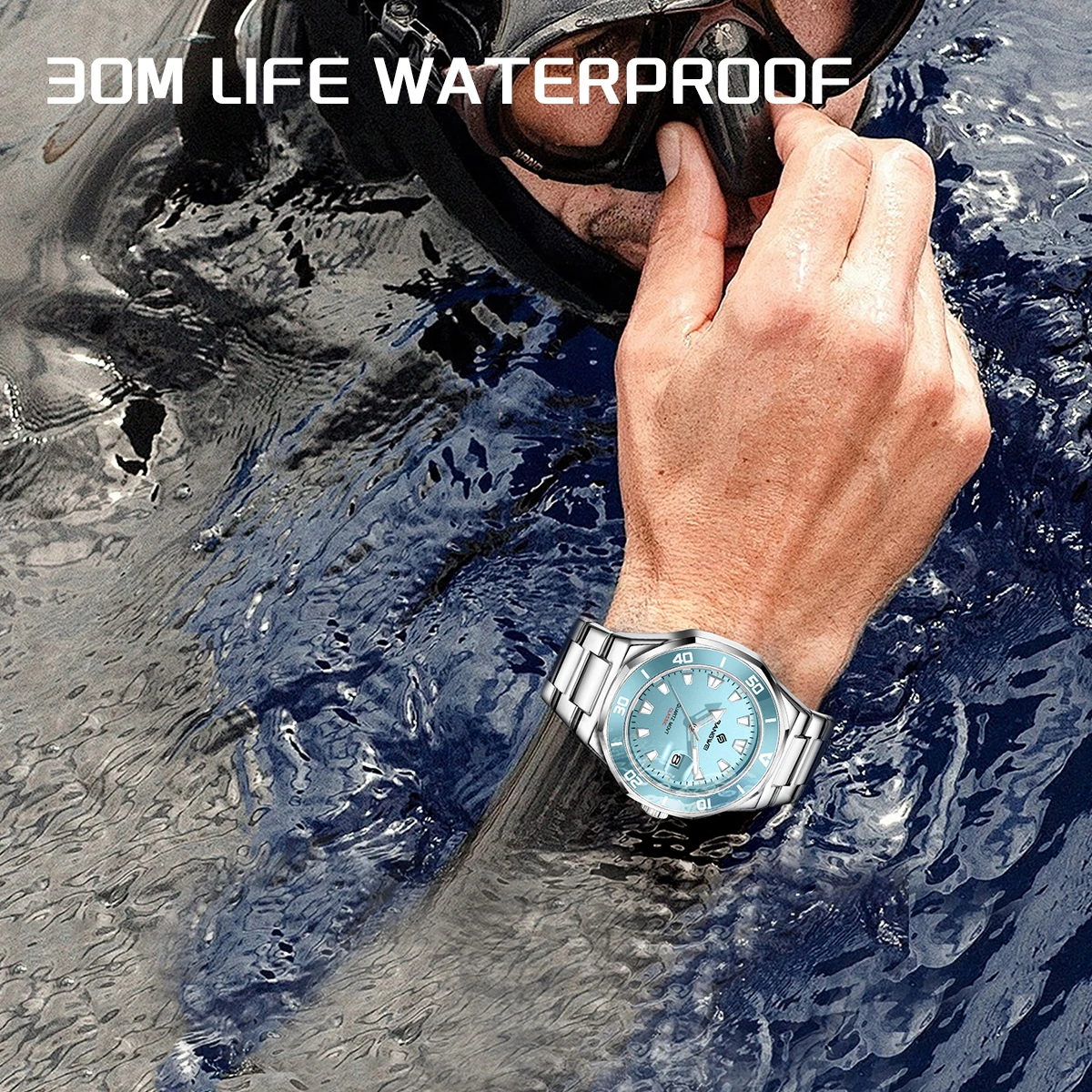 Reloj BANGWEI para hombre, relojes deportivos de cuarzo luminosos de acero inoxidable resistentes al agua de lujo para negocios, reloj de pulsera para hombre + caja