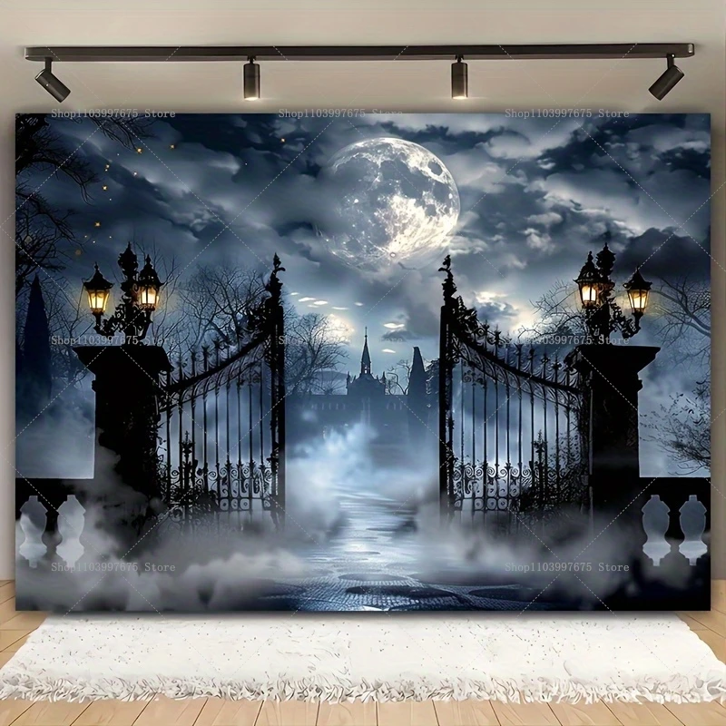 Halloween Nacht Vollmond Hintergrund düsterer Wald schrecklicher Friedhof Fotografie Hintergrund Halloween Party Dekoration Banner