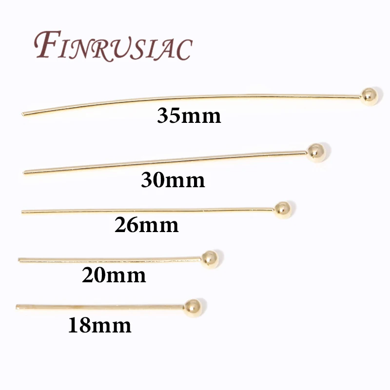 50 قطعة/الوحدة دبابيس للمجوهرات 14K الذهب الحقيقي مطلي 18 مللي متر 20 مللي متر 26 مللي متر 30 مللي متر 35 مللي متر دبابيس مع الكرة ل سوار ذاتي الصنع إكسسوارات