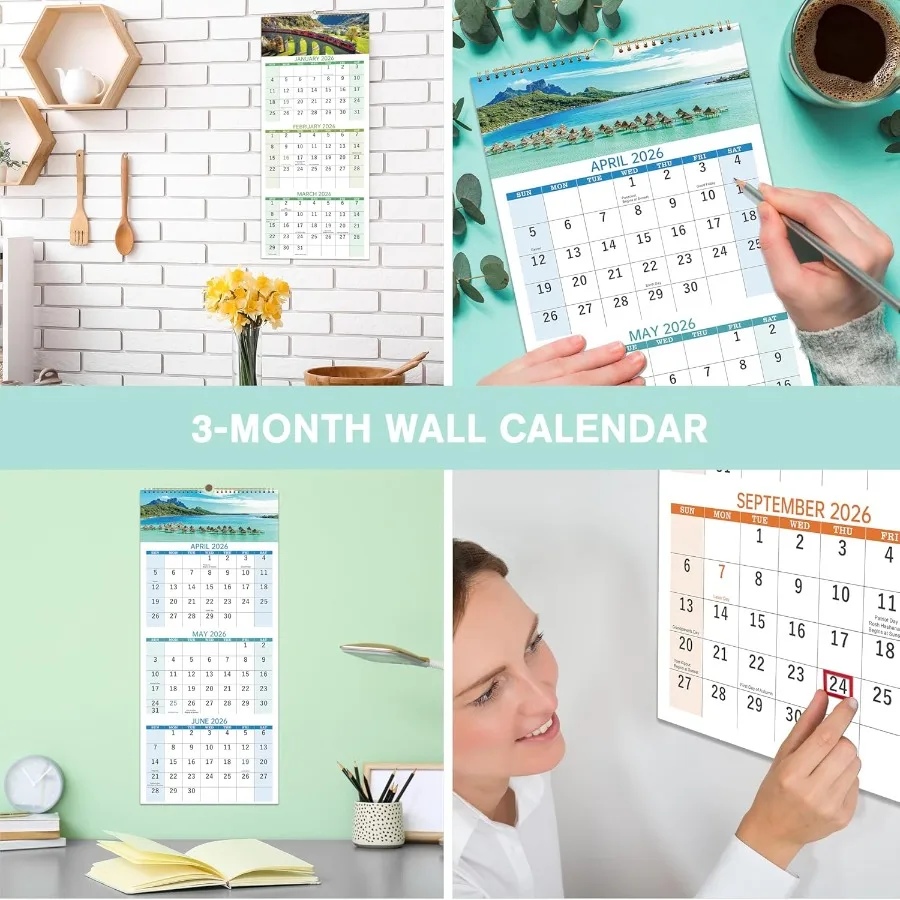 تقويم 2026 تقويم حائط لمدة 3 أشهر 2026 عموديًا 11 بوصة × 26 بوصة عند افتح ديسمبر 2025 يناير 2027 تقويم جداري MoveAe 2026 fo #4