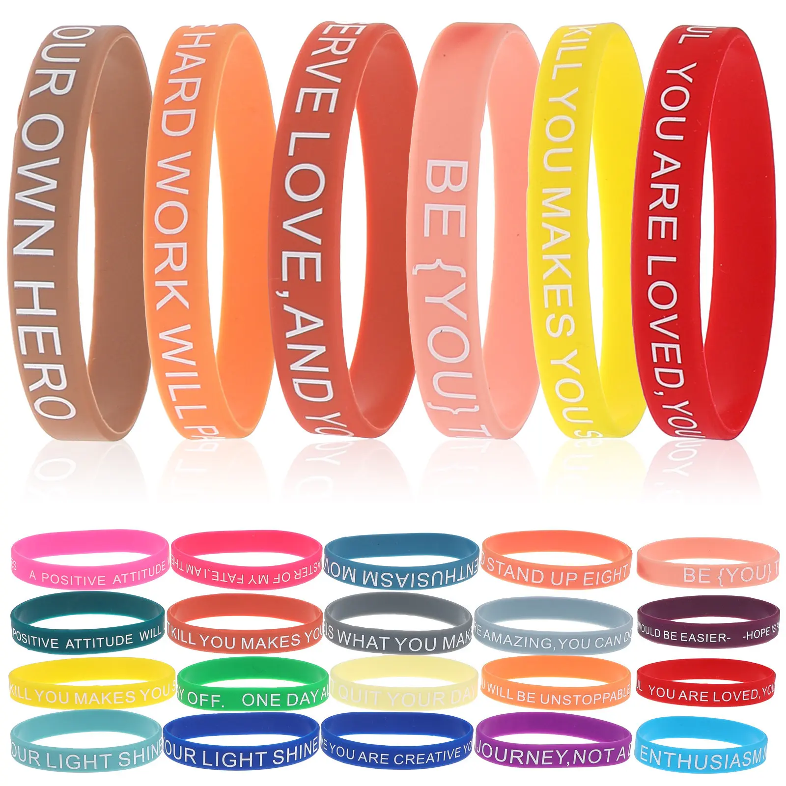 

60Pcs Motivational Quote Silicone Wristbands Inspirational Unisex Elastic Bracelets Teen Wristbands Inspirational Bracelets