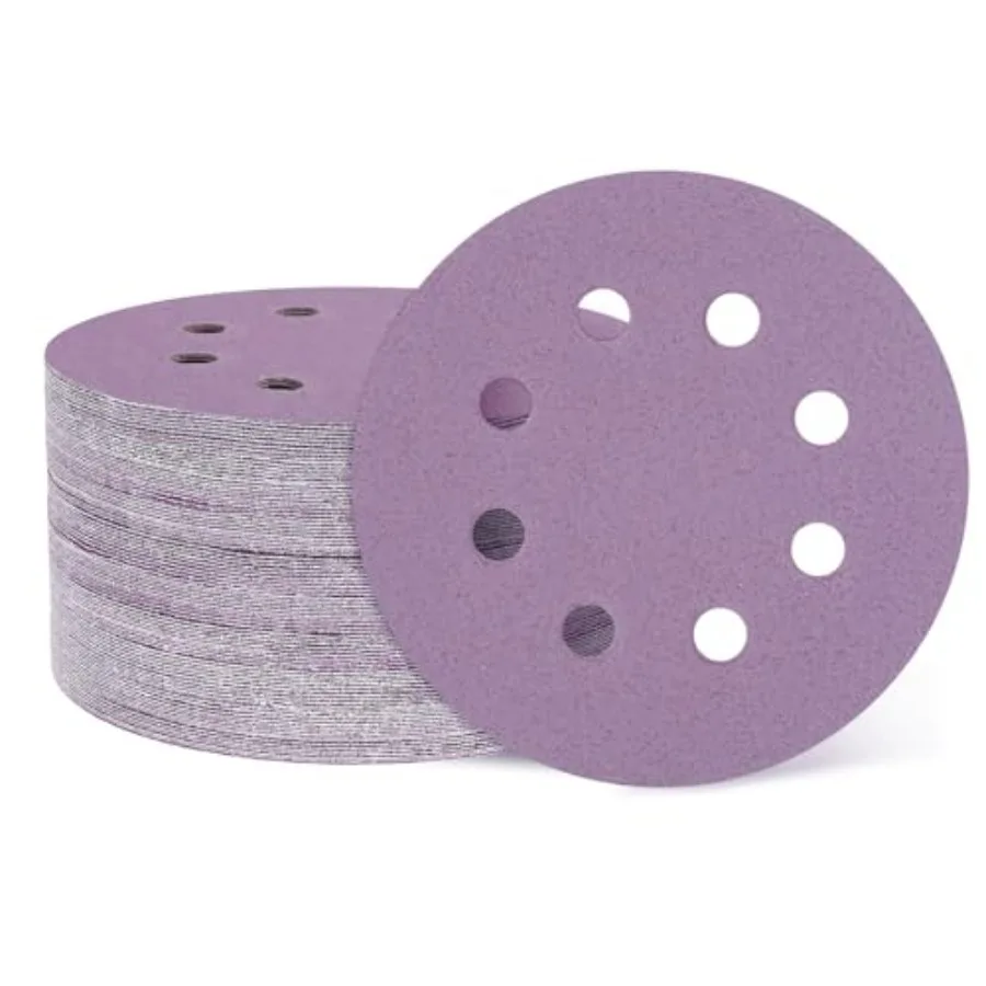 

Pcs 5 Inch Sanding Disc 8 Hole 60 Grit Hook and Loop Sandpaper Random Orbital Sander Pads for Woodworking Automotive Metal Poli