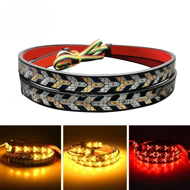 Multifunctional Modification Universal LED Warning Light Fish Bone  Tail Lights High Brightness Flowing Water Brake Turn Signal