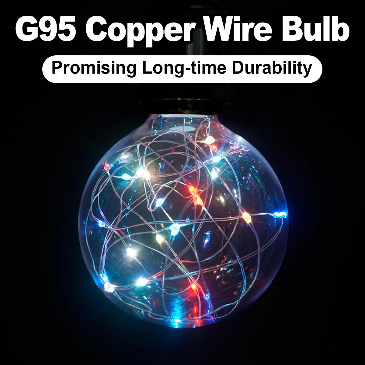 

Colorful Led Copper Wire Bulb E27 Rgb Edison Light Bulbs G95 Ball Lamp Filament String Screw 220v Party Decorative Energy Saving