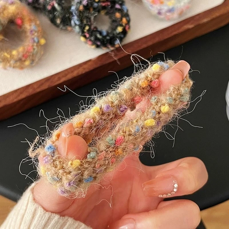 Bande de cheveux tricotée en laine colorée, serviette à haute élasticité et durabilité, couvre-chef en caoutchouc épais pour femmes, accessoires Anime