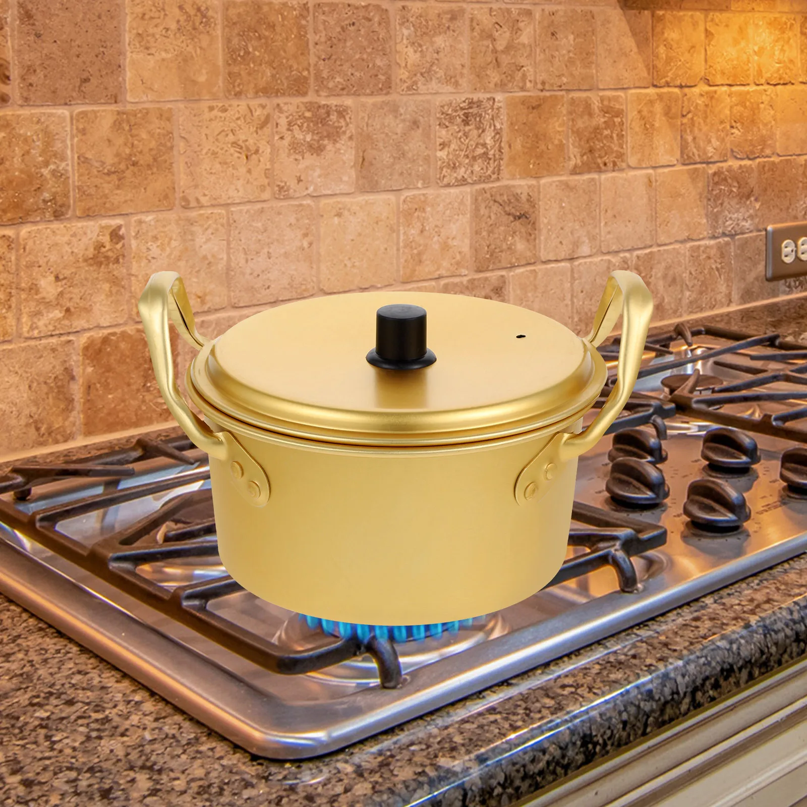

Thickened Soup Heavy Bottom Large Stock Household Cooking Noodle Yellow Aluminum Reusable Boiling Pot Restaurant Practical Milk