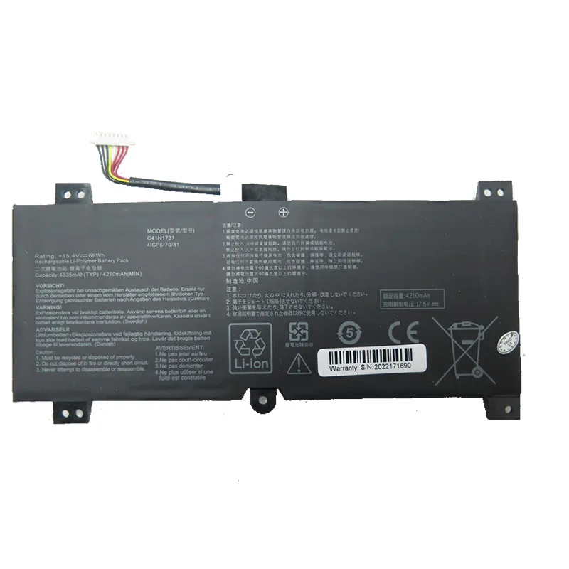 Laptop Battery For ASUS GL504 GL504GM GL504GS GL504GV GL504GW 0B200-02940000 C41N1731 C41PnJ5 4210-4335 mAh 15.4V 66Wh