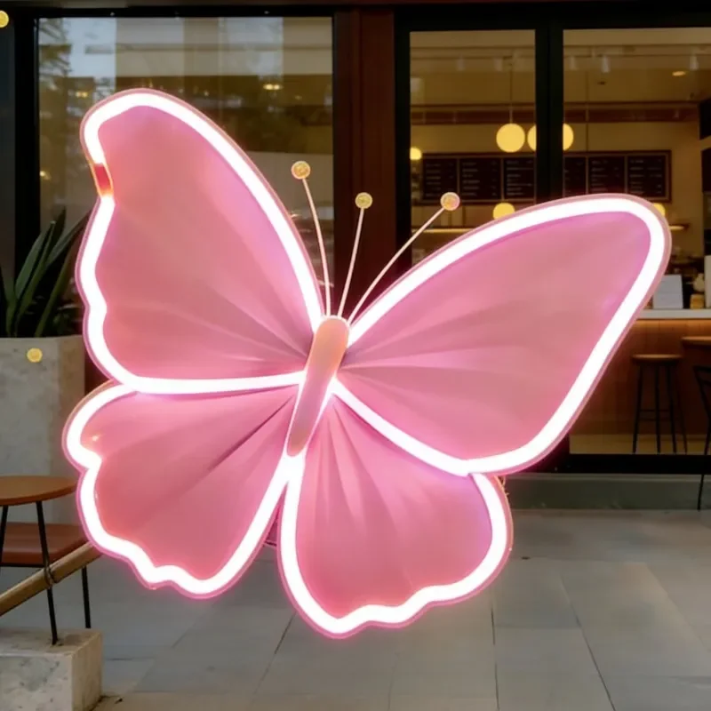 Glowing Butterfly Wall Decor Waterproof Artificial Flower Simulation Home Garden Wedding Party Window Display Ornament