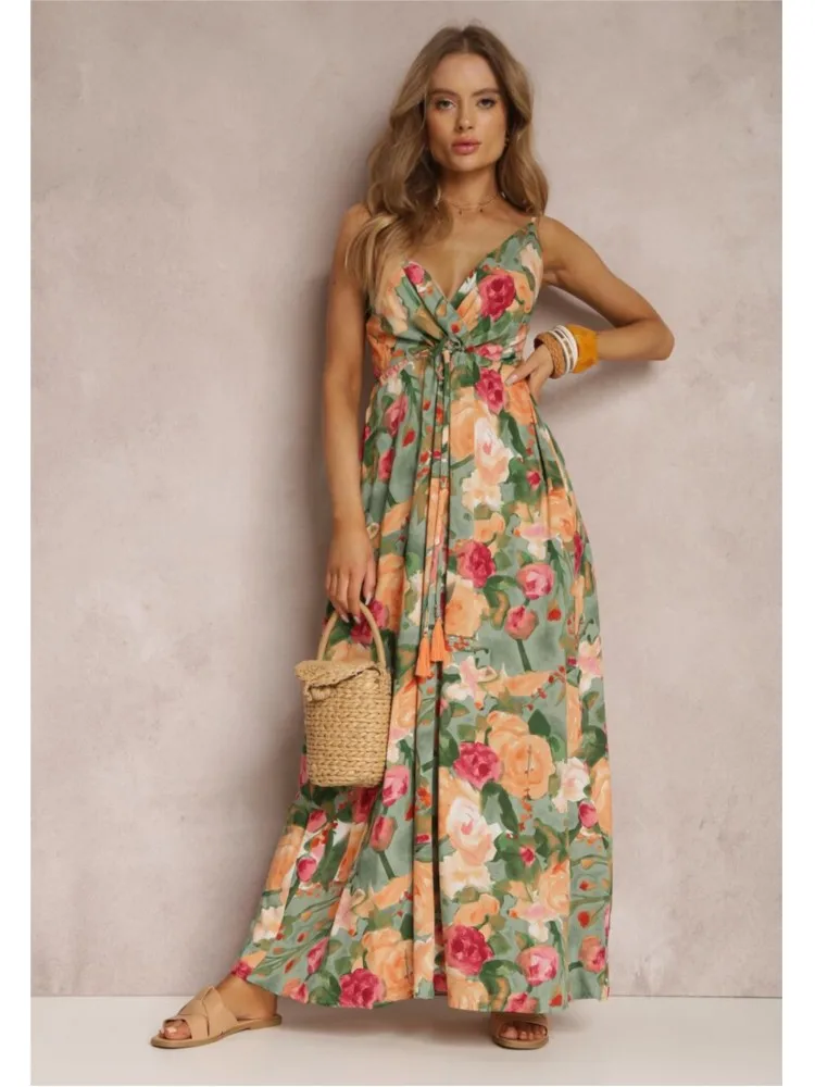 

Hawaiian Vacation Travel Sexy V-neck Suspender Flower Dress 2026 New Fresh Small Floral Street Fashion Sexy Party Dress