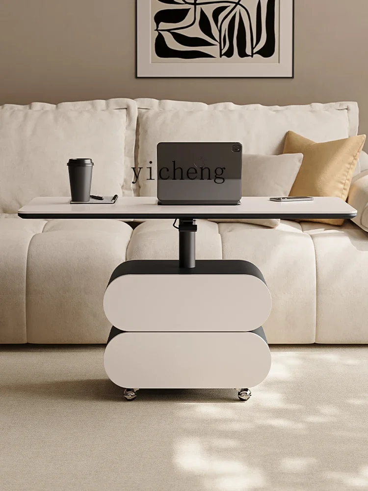 v29 lift coffee table movable small apartment living room minimalist black medieval rectangular rock slab coffee table