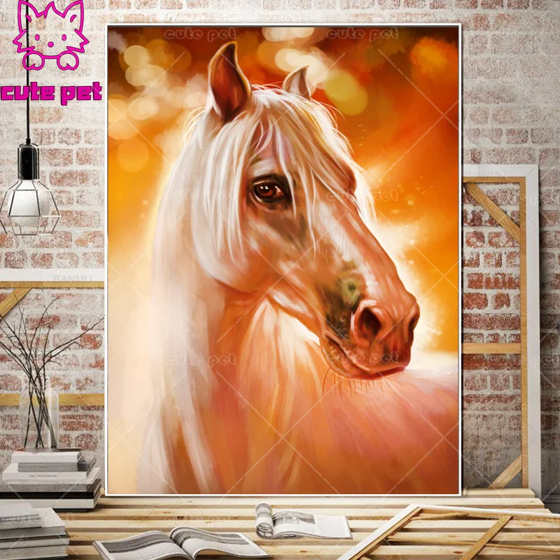 DIY Diamond Painting Hand drawn horse Wall Art Picture 5D Diamond Embroidery Rhinestone Square Round Full Drill Diamond Mosaic