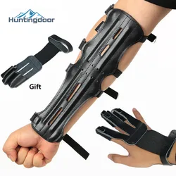 Black Cowhide Arm Guards Archery Hunting Hand Protector Outdoor Sports Shooting Training Accessories Guard Protection Forearm