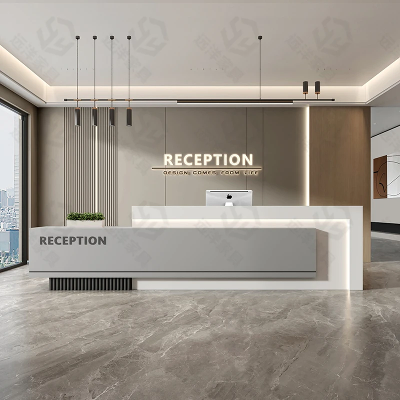 

Wooden Modern Reception Desk Mobile Hotel Nail Salon Commercial Reception Desk Shop Mostrador Recepcion Commercial Furniture