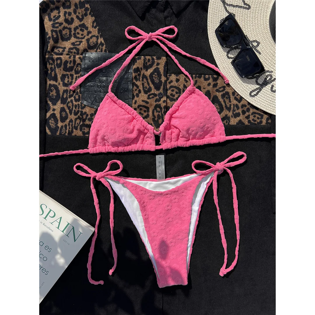 Sexy neuer Neckholder-Bikini mit hohem Beinausschnitt und Polsterung, zweiteiliger Damen-Bikini, Badeanzug, Badebekleidung, Badeanzug, Schwimmanzug V4673 – Detail 12