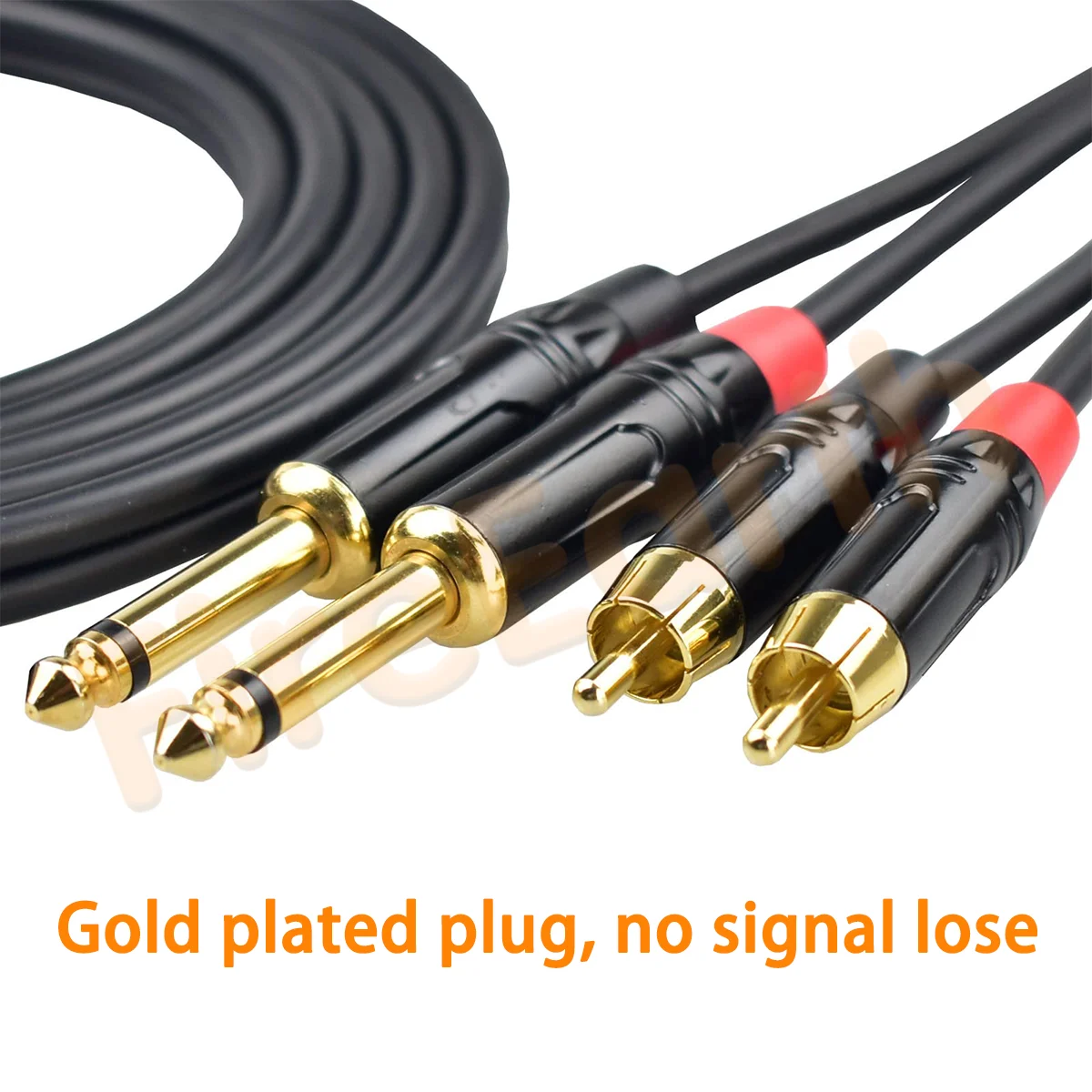 Dual 1/4 inch TS to Dual RCA Cable, Heavy Duty 1/4 Male to RCA Male Adapter Stereo Audio Interconnect