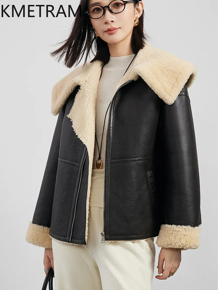 Natural Sheepskin Fur Jacket Women Winter Leather Jackets Woman Real Merino Wool Short Fur Coat Womans Clothing 2024 Fourrure